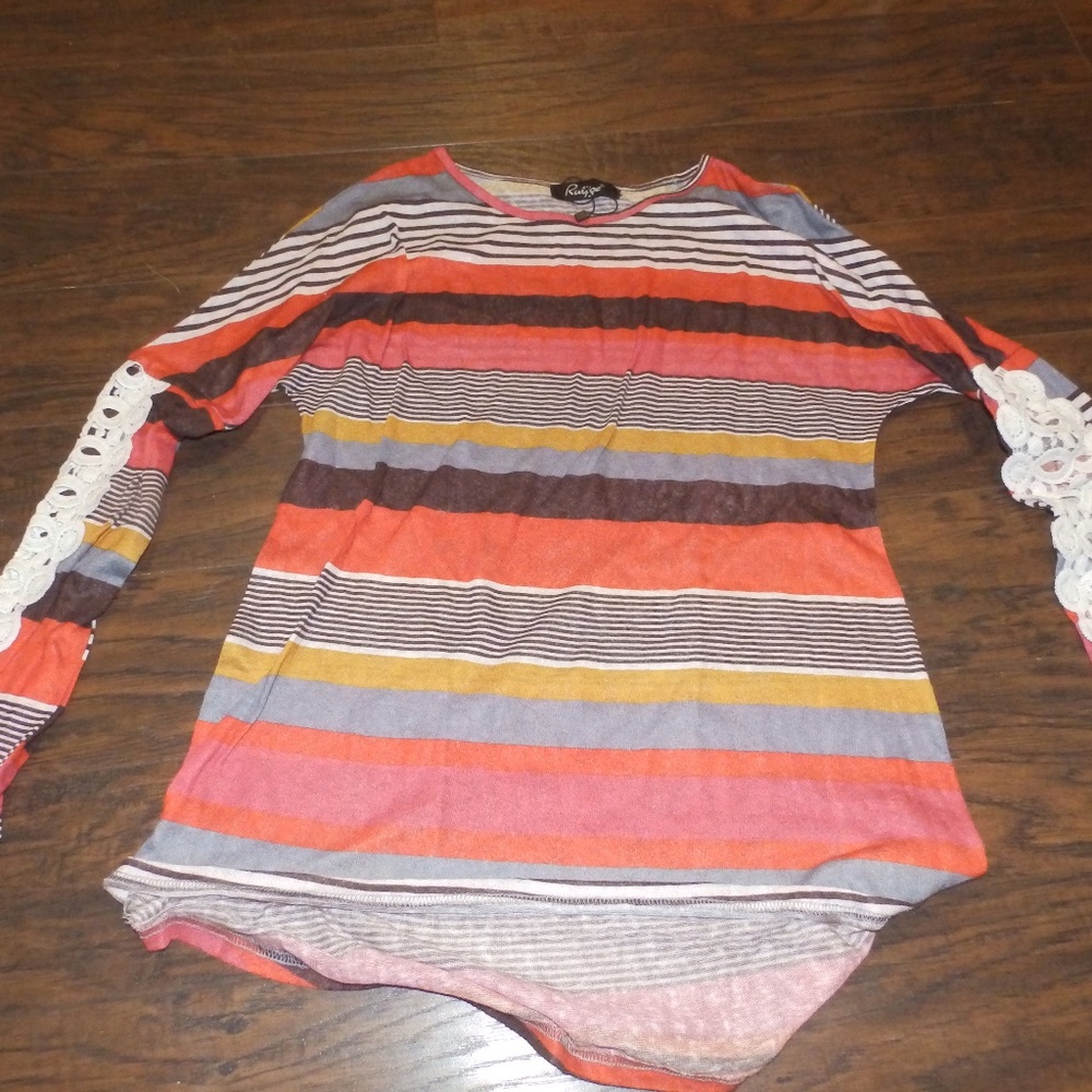 orange brown gray pink long sleeve